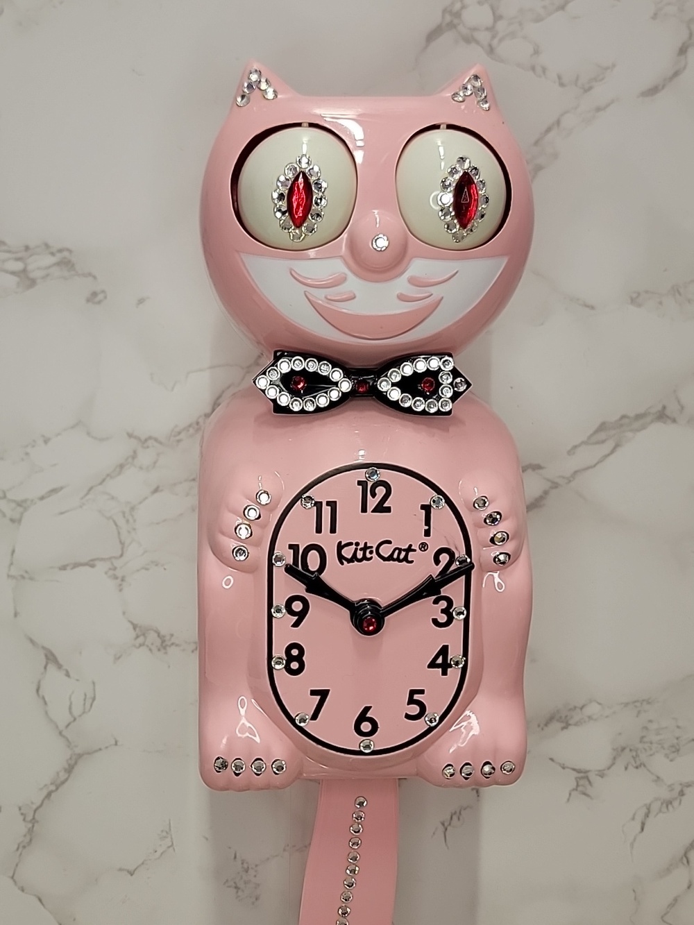 Super Rare Vintage Light Pink Jeweled Kit-Cat Klock - Picture 8 of 9